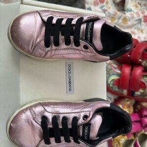 Dolce & Gabbana Kids Metallic Pink Sneakers